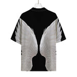 White Angel Wings Print Rayon Hawaiian Shirt