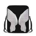 White Angel Wings Print Rectangular Crossbody Bag