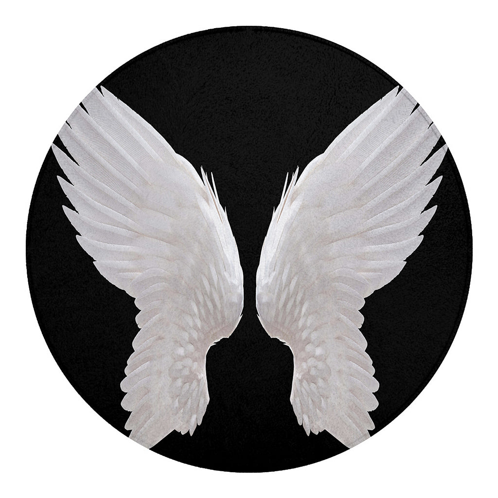 White Angel Wings Print Round Blanket