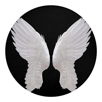 White Angel Wings Print Round Blanket