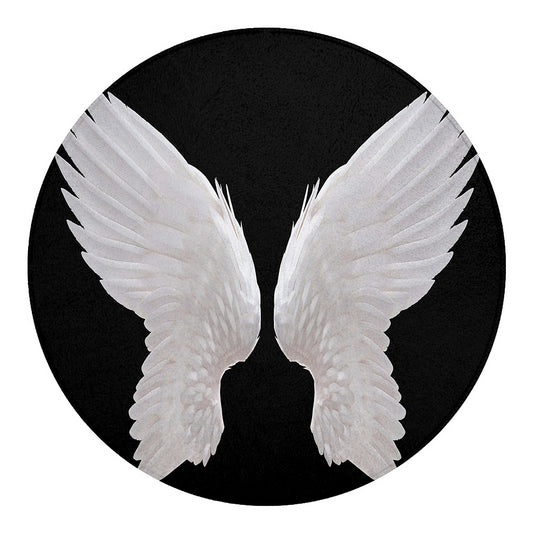 White Angel Wings Print Round Blanket