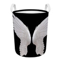 White Angel Wings Print Round Laundry Basket