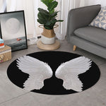 White Angel Wings Print Round Rug