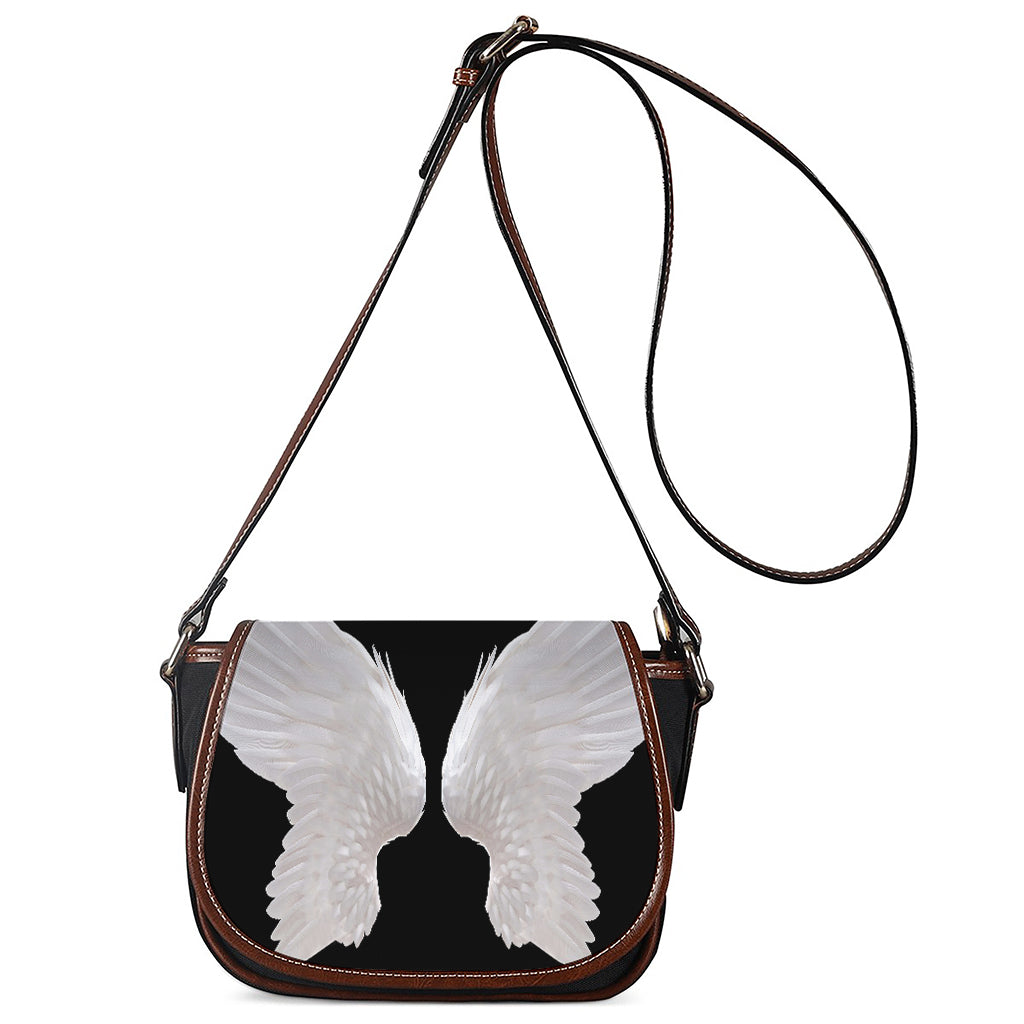 White Angel Wings Print Saddle Bag