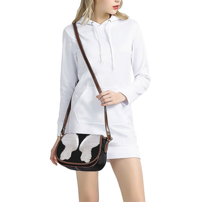 White Angel Wings Print Saddle Bag