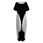 White Angel Wings Print Short Sleeve Long Nightdress