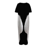 White Angel Wings Print Short Sleeve Long Nightdress