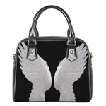 White Angel Wings Print Shoulder Handbag