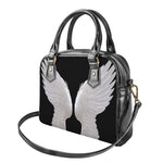 White Angel Wings Print Shoulder Handbag