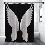 White Angel Wings Print Shower Curtain