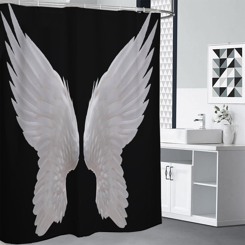 White Angel Wings Print Shower Curtain