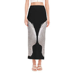White Angel Wings Print Side Slit Maxi Skirt