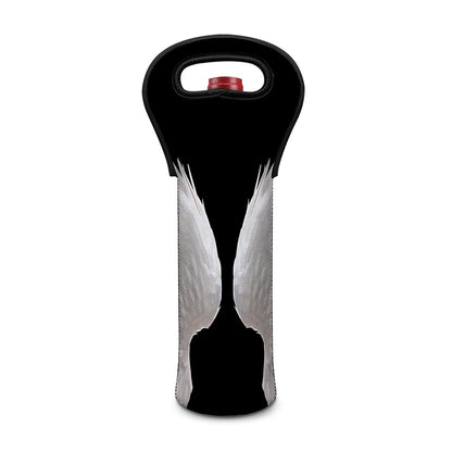 White Angel Wings Print Single Neoprene Wine Tote