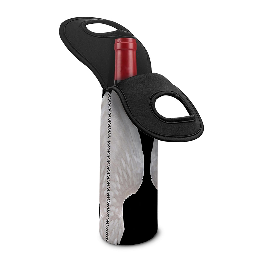 White Angel Wings Print Single Neoprene Wine Tote