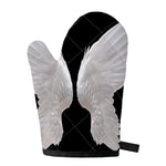 White Angel Wings Print Single Oven Mitt