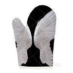White Angel Wings Print Single Oven Mitt