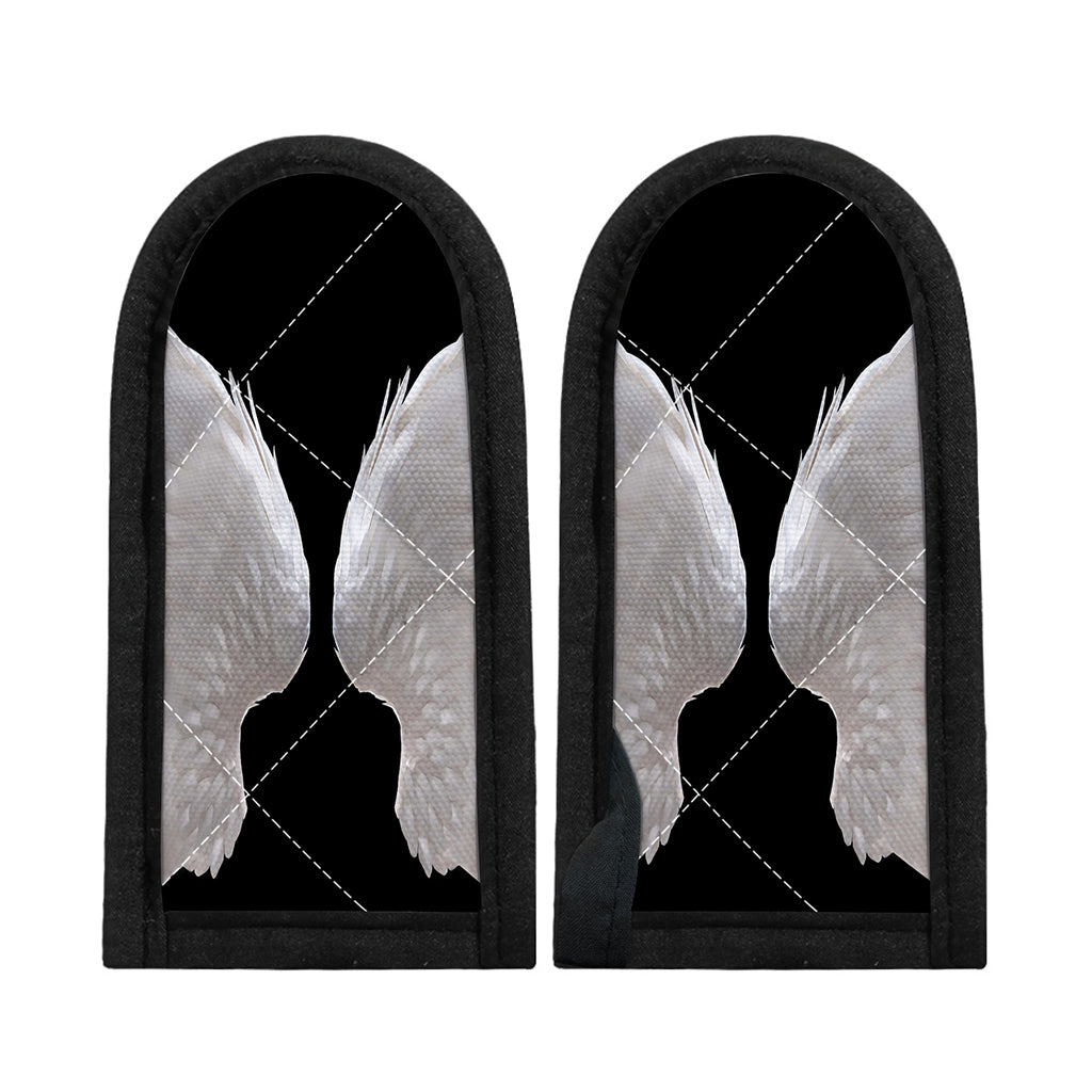 White Angel Wings Print Skillet Handle Cover