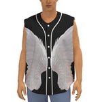 White Angel Wings Print Sleeveless Baseball Jersey