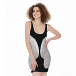 White Angel Wings Print Sleeveless Bodycon Dress
