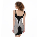 White Angel Wings Print Sleeveless Bodycon Dress