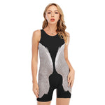 White Angel Wings Print Sleeveless One Piece Swimsuit