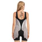 White Angel Wings Print Sleeveless One Piece Swimsuit