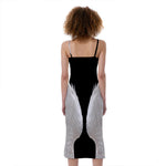 White Angel Wings Print Slim Fit Midi Cami Dress