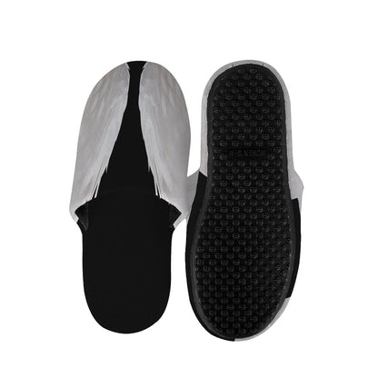 White Angel Wings Print Slippers