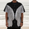 White Angel Wings Print Textured Short Sleeve Shirt