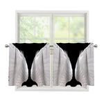 White Angel Wings Print Tier Curtains