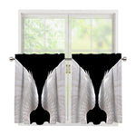 White Angel Wings Print Tier Curtains
