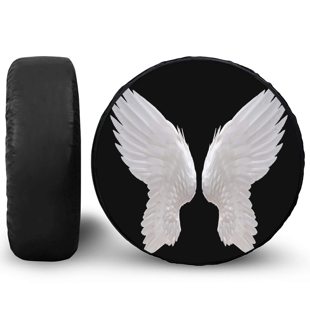 White Angel Wings Print Tire Cover
