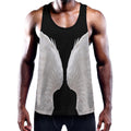 White Angel Wings Print Men's Workout Tank Top