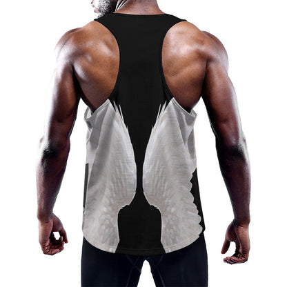 White Angel Wings Print Training Tank Top