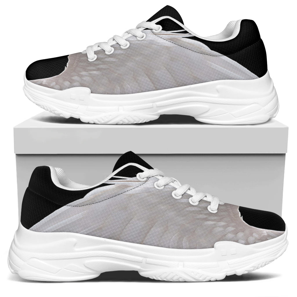 White Angel Wings Print White Chunky Shoes
