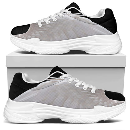 White Angel Wings Print White Chunky Shoes