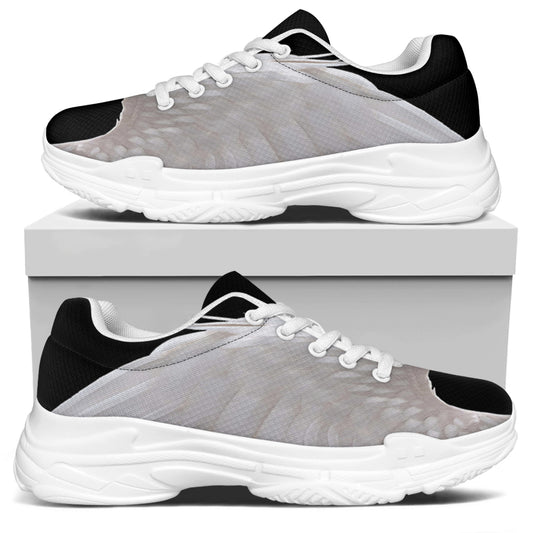 White Angel Wings Print White Chunky Shoes