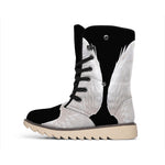 White Angel Wings Print Winter Boots