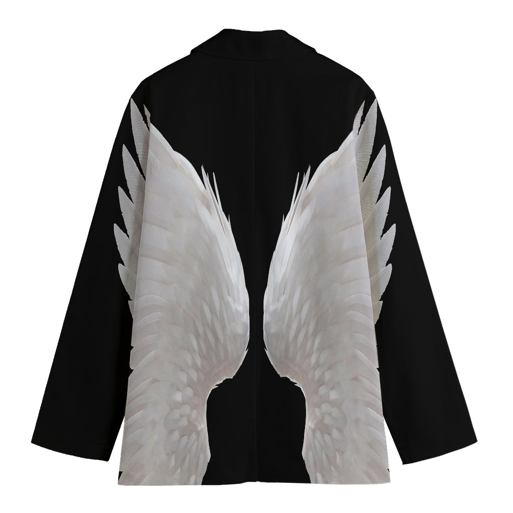 White Angel Wings Print Women's Blazer