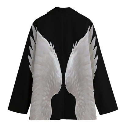 White Angel Wings Print Women's Blazer