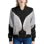 White Angel Wings Print Women's Bomber Jacket