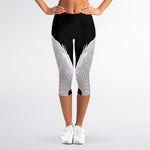 White Angel Wings Print Women's Capri Leggings