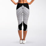 White Angel Wings Print Women's Capri Leggings