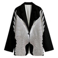 White Angel Wings Print Women's Cotton Blazer