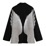 White Angel Wings Print Women's Cotton Blazer