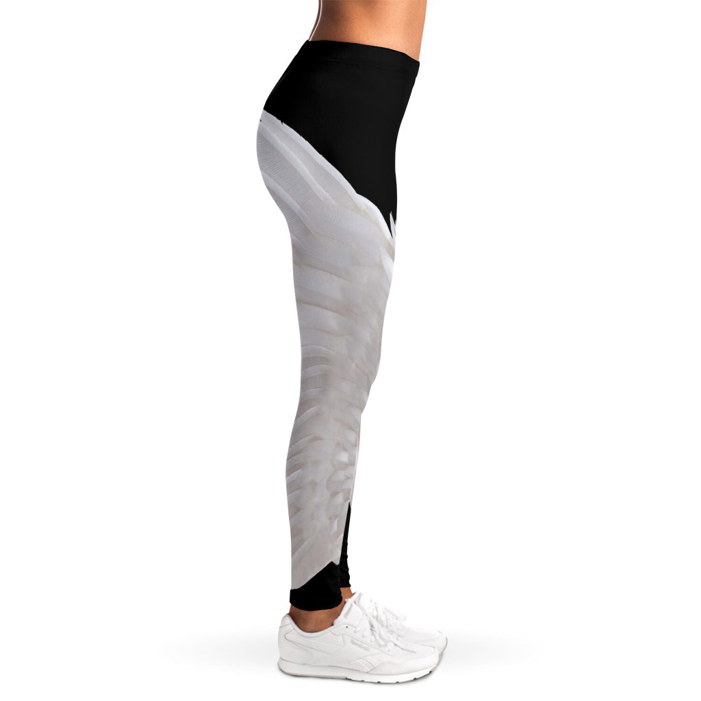 White Angel Wings Print Women's Leggings