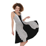 White Angel Wings Print Women's Sleeveless Dress