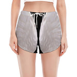 White Angel Wings Print Women's Split Running Shorts