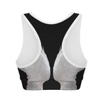 White Angel Wings Print Women's Sports Bra