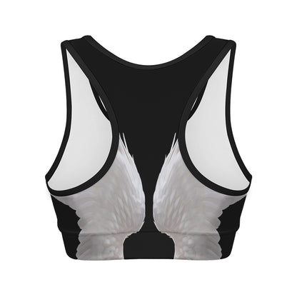 White Angel Wings Print Women's Sports Bra